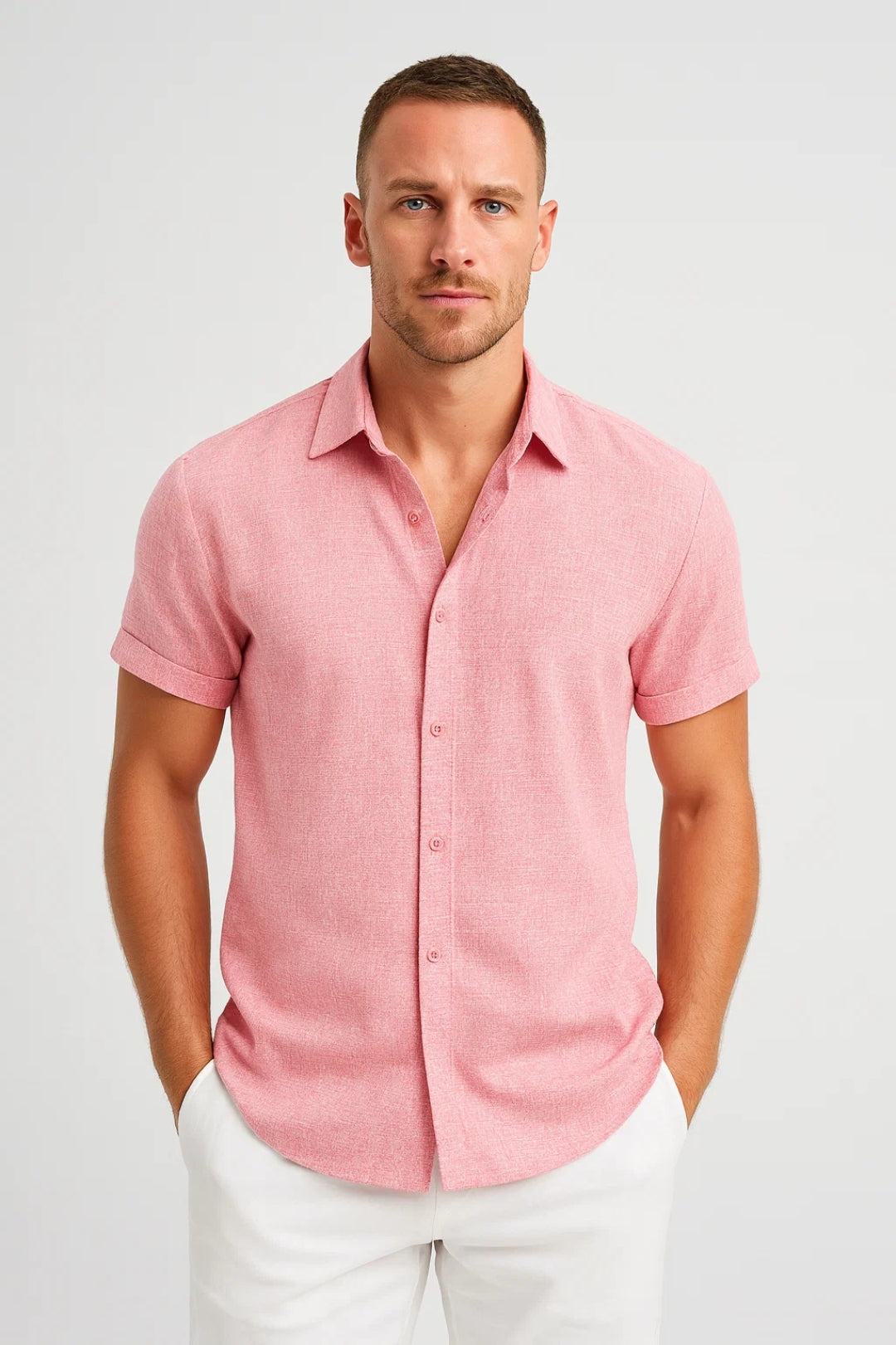 Men's Short Sleeve Shirt Regular Fit Classic Collar Summer