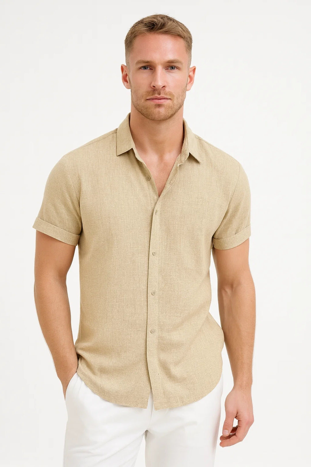 Men's Short Sleeve Shirt Regular Fit Classic Collar Summer