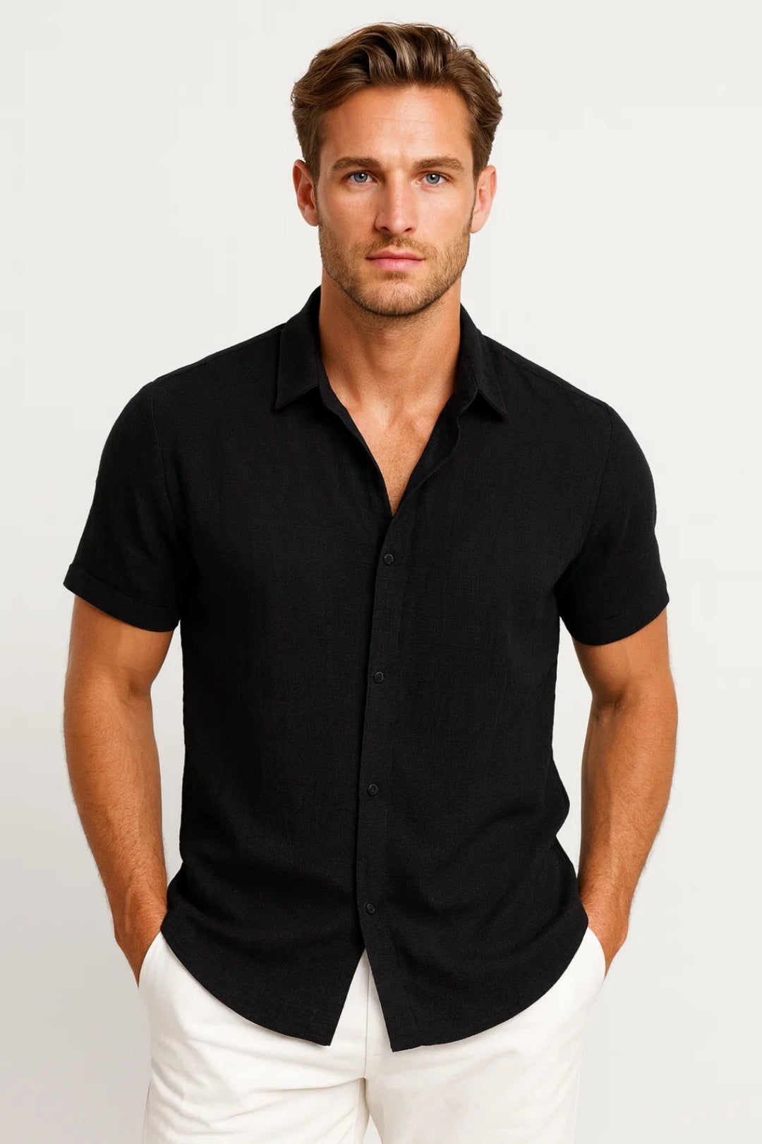 Men's Short Sleeve Shirt Regular Fit Classic Collar Summer