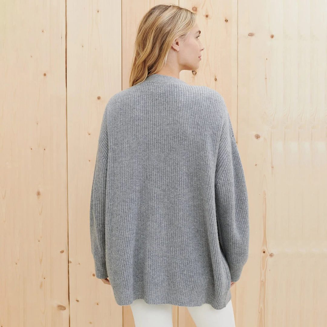 V-Neck Button-Up Oversized Cardigan for Women