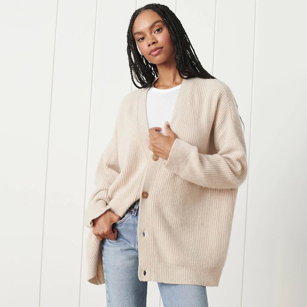V-Neck Button-Up Oversized Cardigan for Women