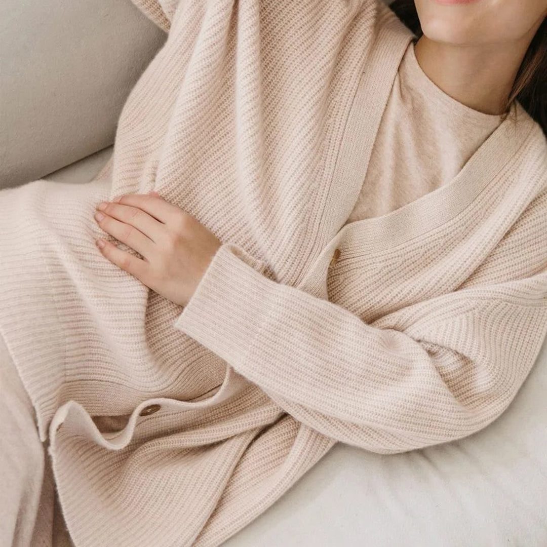 V-Neck Button-Up Oversized Cardigan for Women