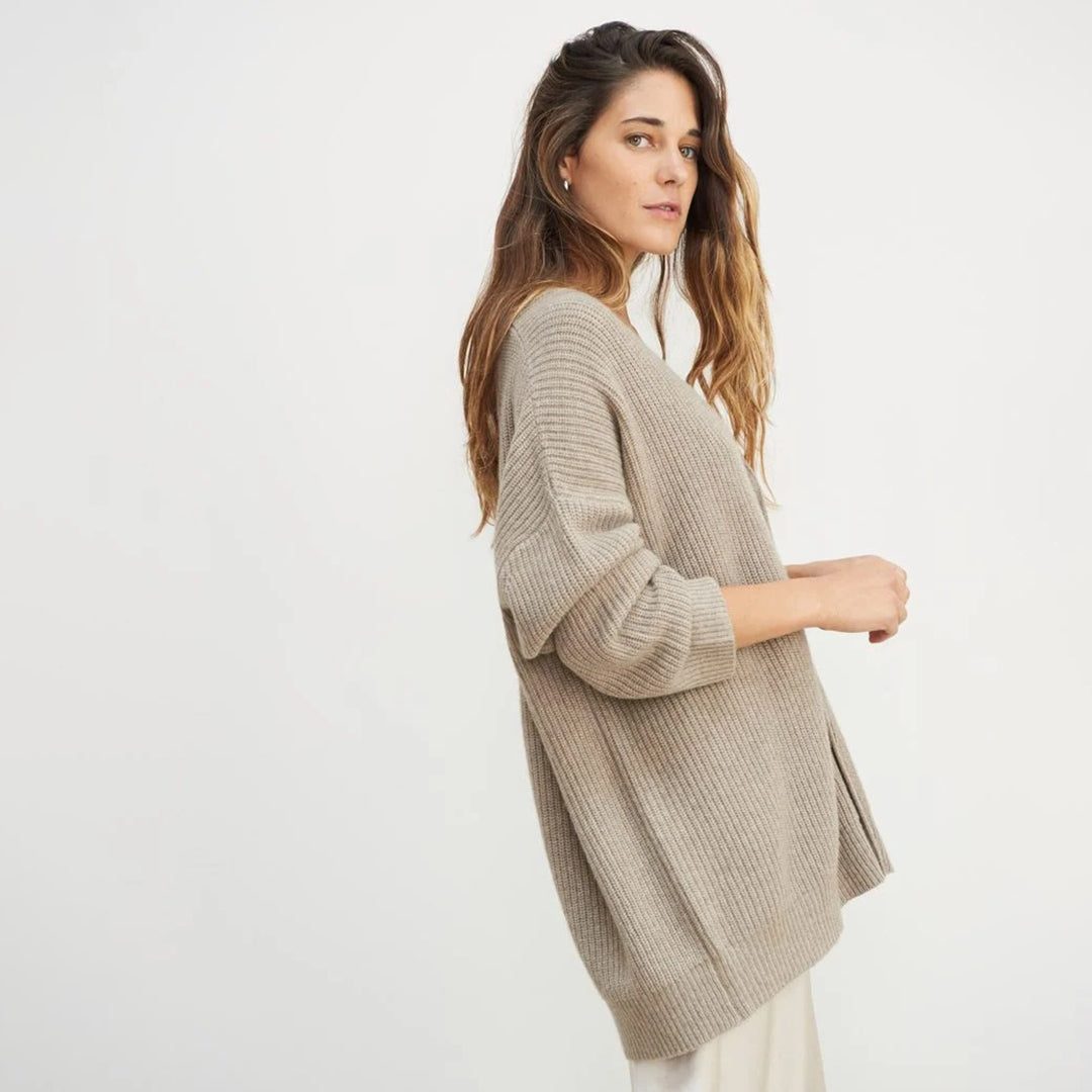 V-Neck Button-Up Oversized Cardigan for Women