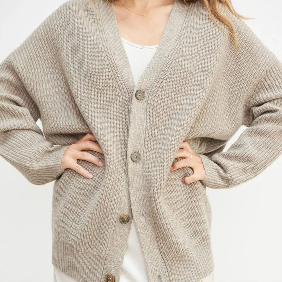 V-Neck Button-Up Oversized Cardigan for Women