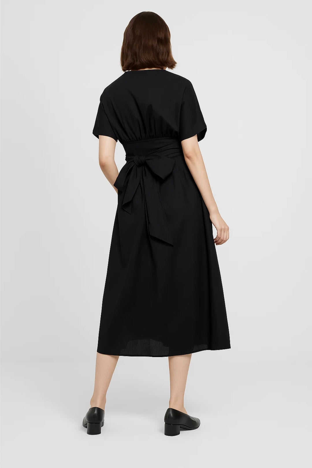 Wrap Midi Dress for Women Short Sleeves Casual