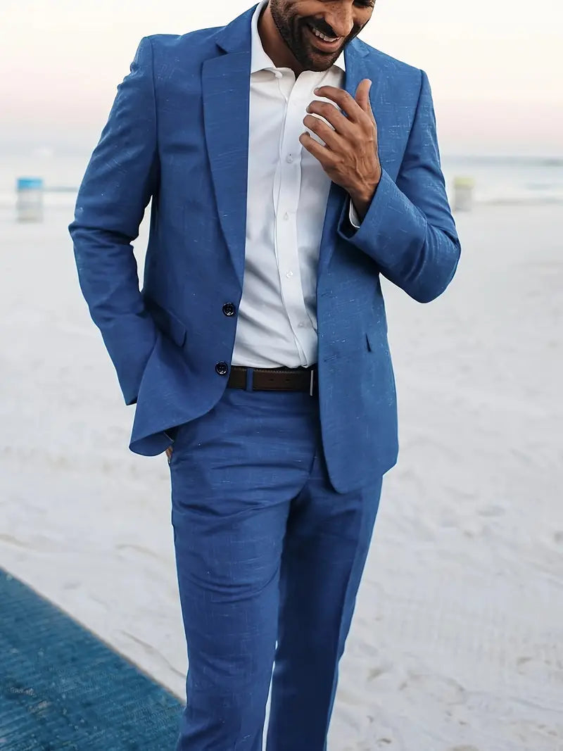 Pak Heren Slim Fit Blazer en Broek Business Bruiloft Zomer