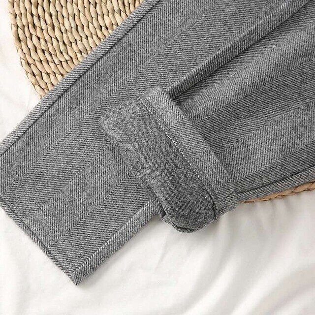 Women's High Waist Wool Winter Formal Casual Trousers