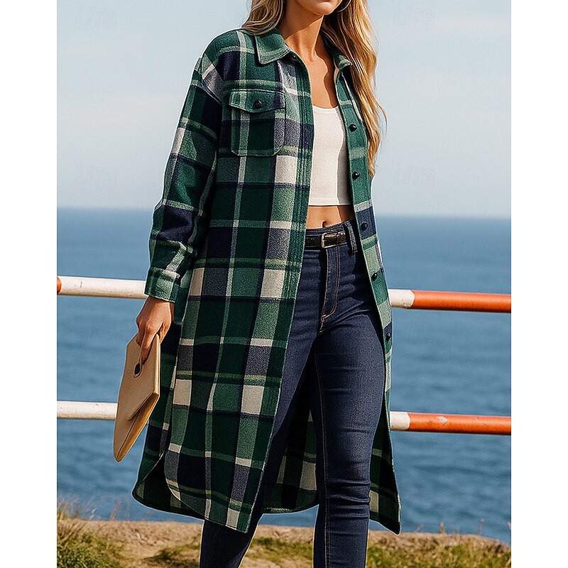 Noreen | Oversized Checkered Long Coat