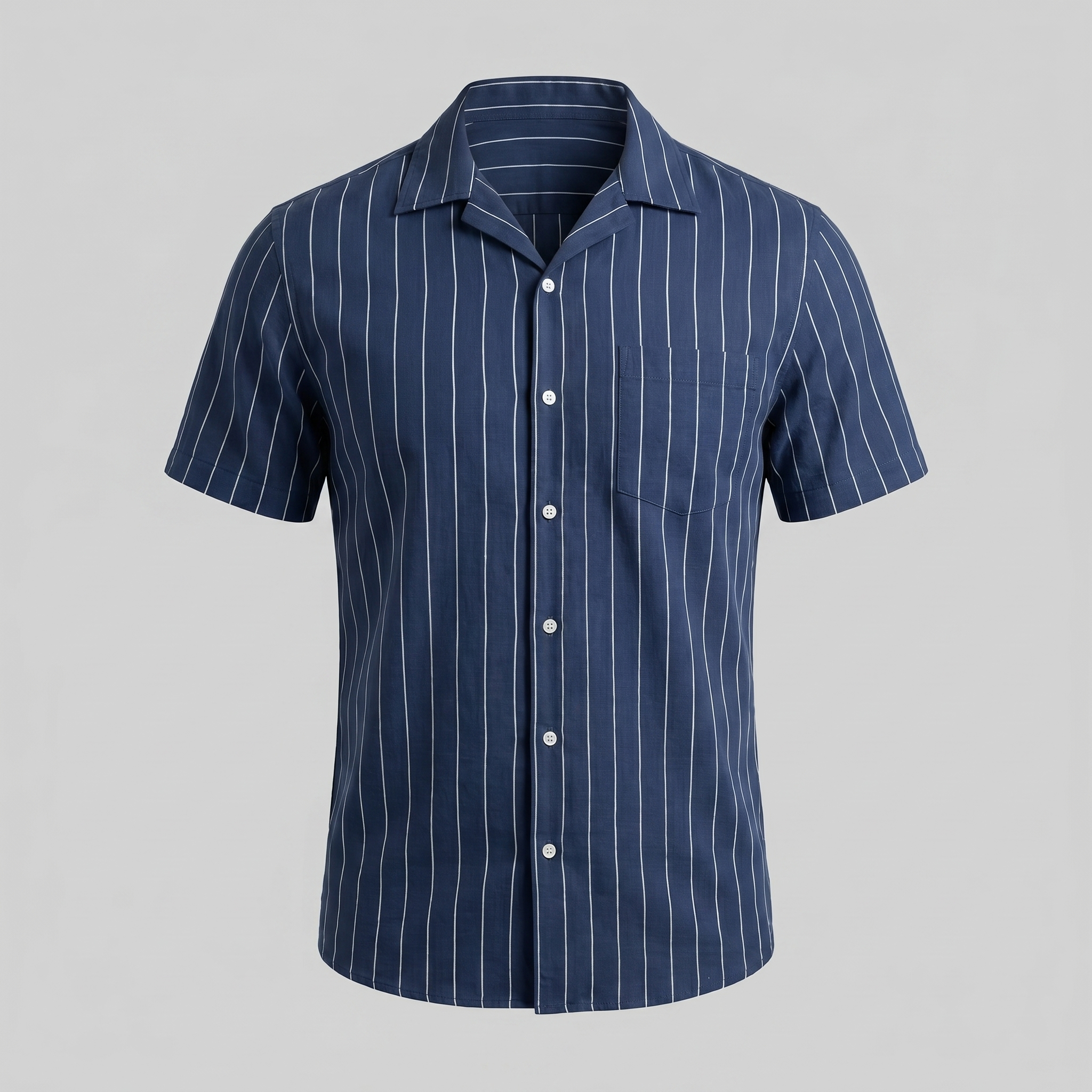 Pinstripe Camp Shirt Men's Short Sleeves Casual Summer