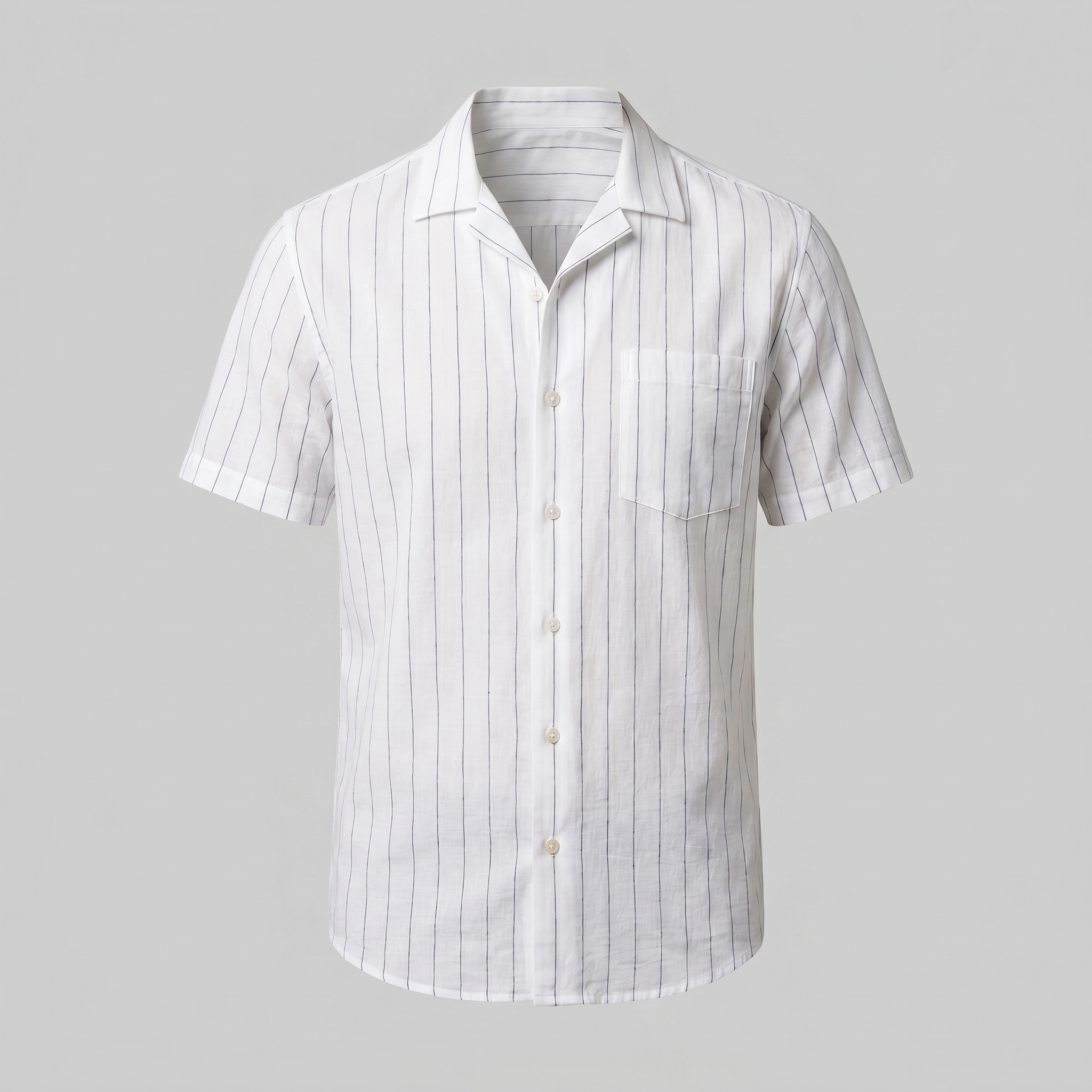 Pinstripe Camp Shirt Men's Short Sleeves Casual Summer