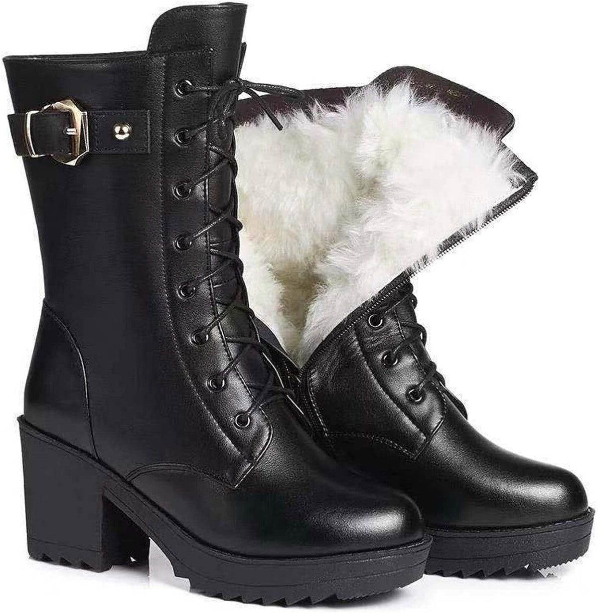 Women's Adjustable Buckle Platform Ankle Boots