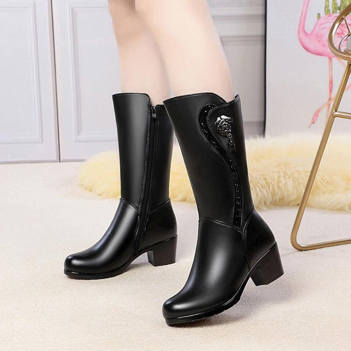 Women's Adjustable Buckle Platform Ankle Boots