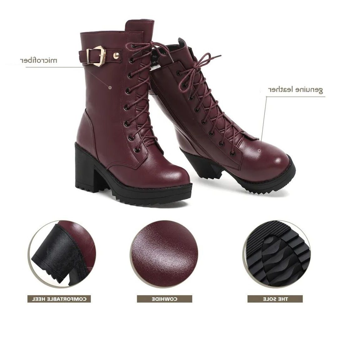 Women's Adjustable Buckle Platform Ankle Boots
