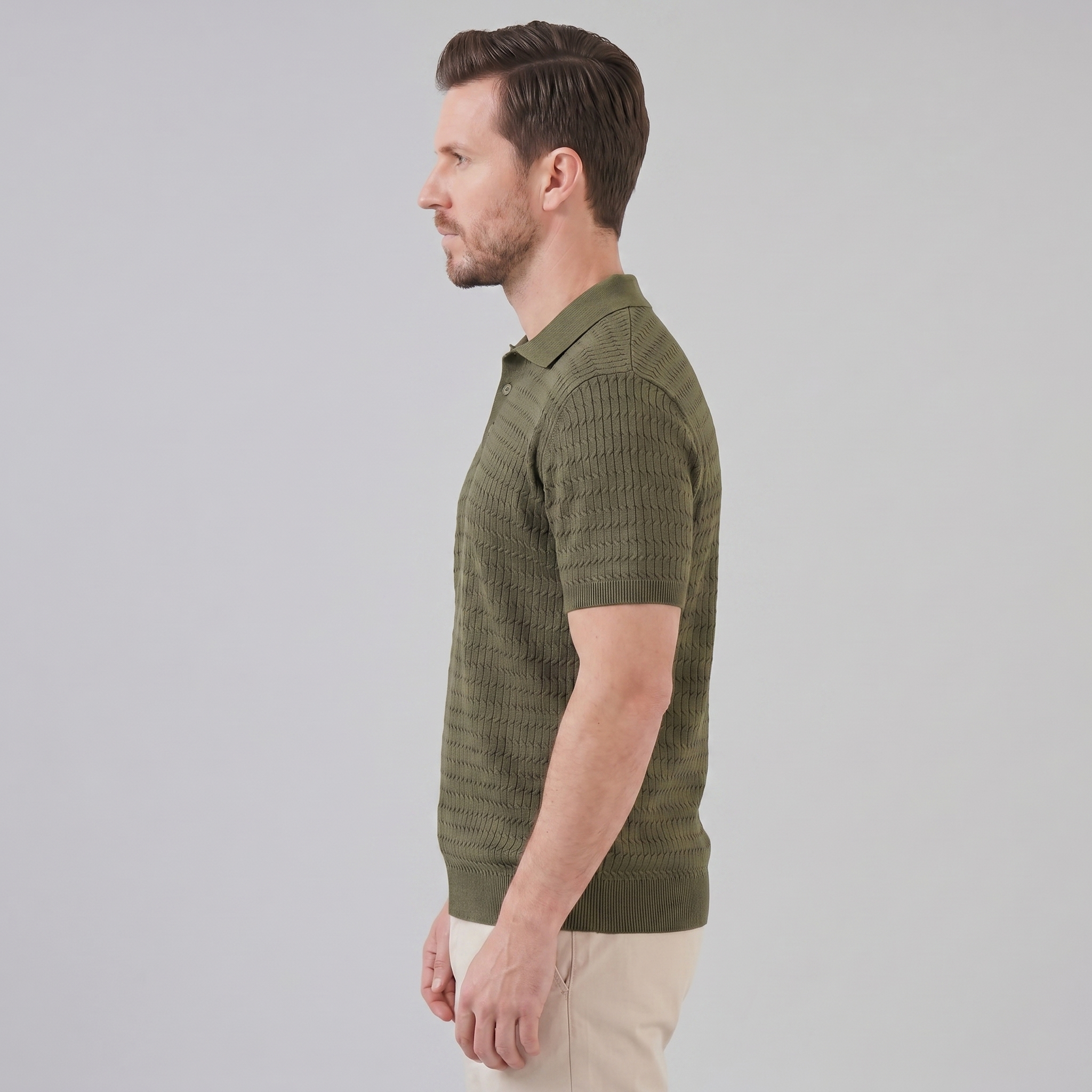 Men's Slim Fit Long Sleeve Smart Casual Polo