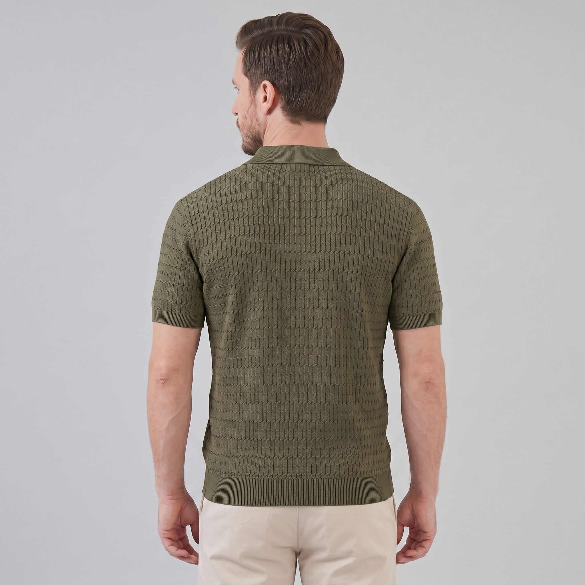 Men's Slim Fit Long Sleeve Smart Casual Polo