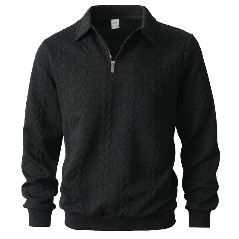 Men's Half-Zip Cable Knit Polo Shirt