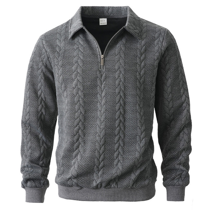 Men's Half-Zip Cable Knit Polo Shirt