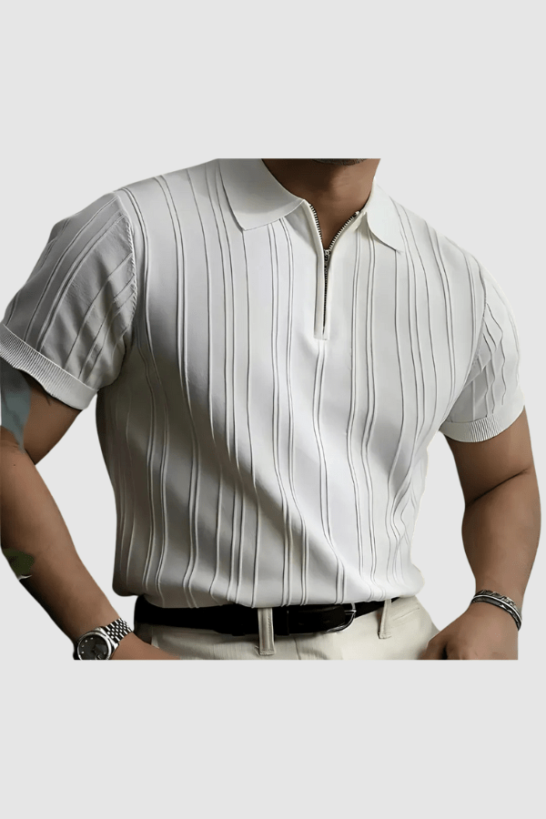 Men's Muscle Fit V-Neck Polo Shirt Breathable Casual