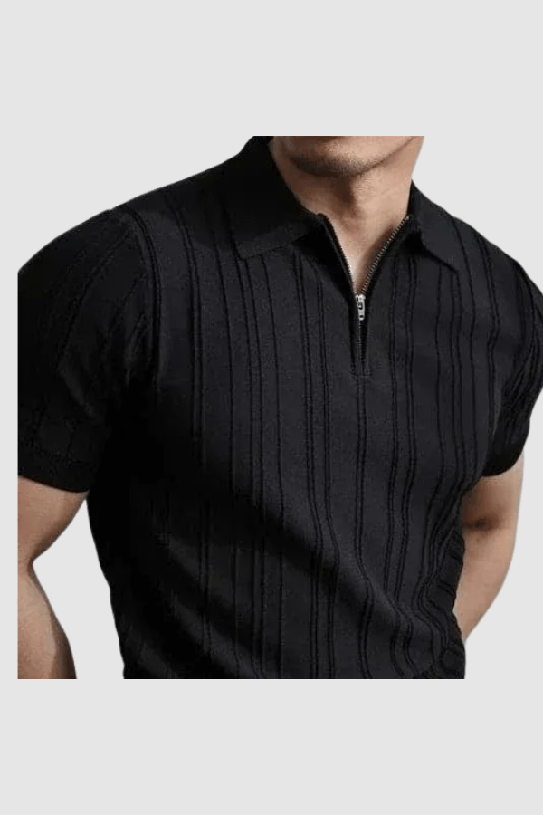 Men's Muscle Fit V-Neck Polo Shirt Breathable Casual