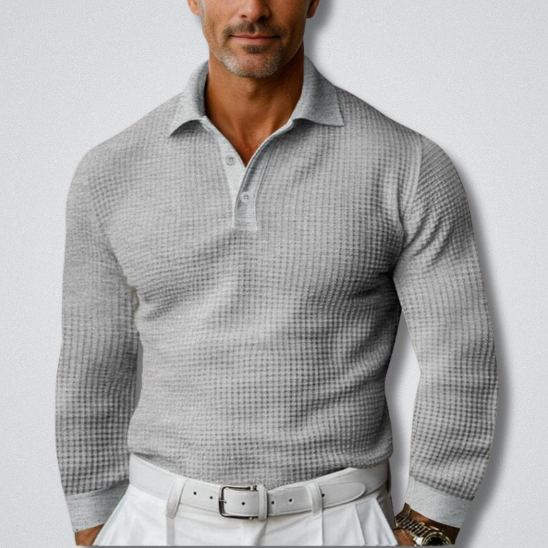 Men's Long Sleeve Polo Jumper with Classic Collar