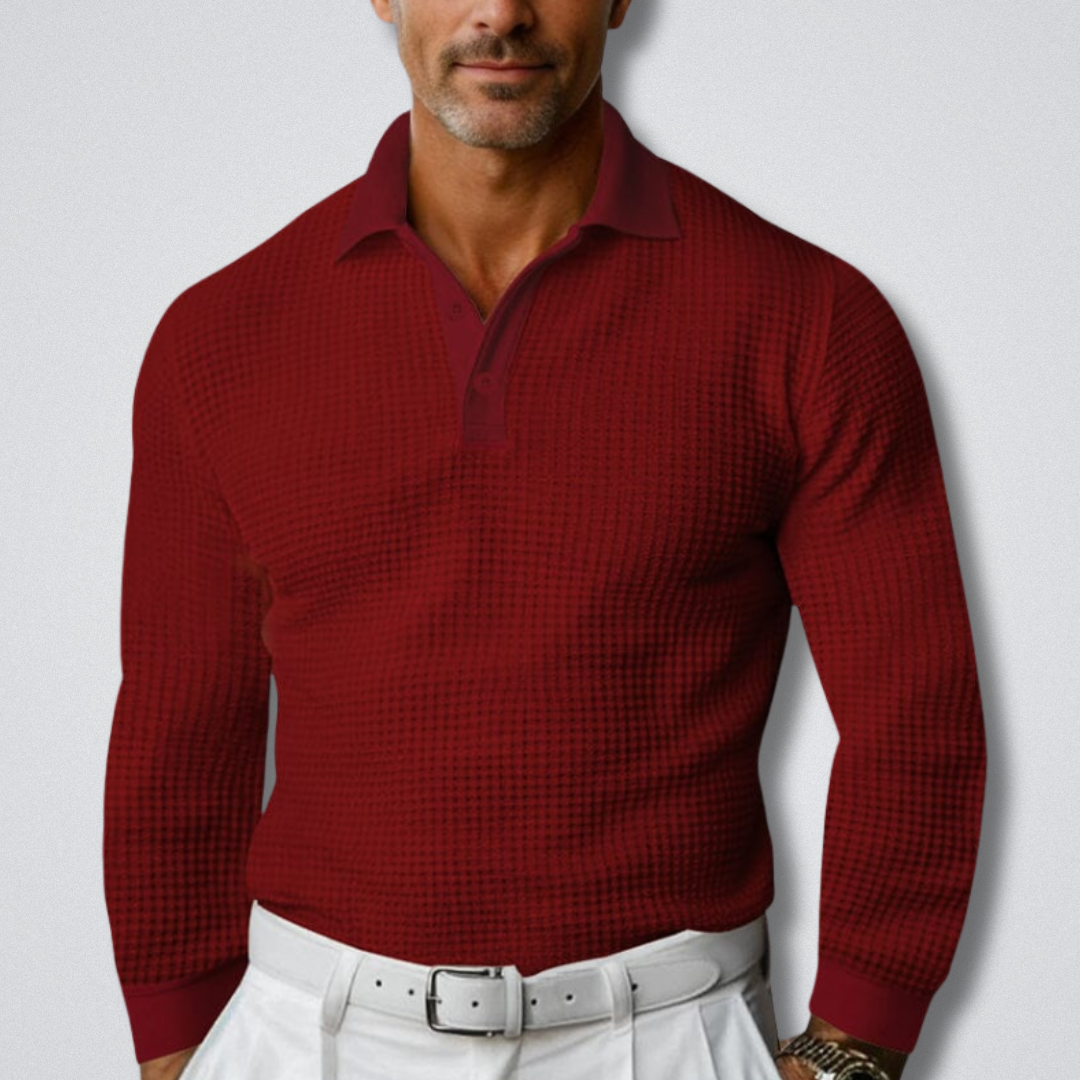Men's Long Sleeve Polo Jumper with Classic Collar