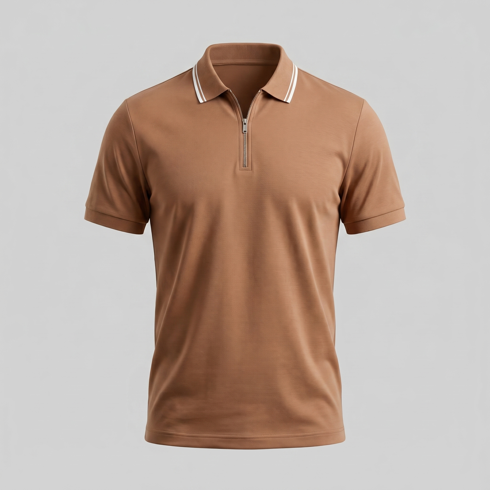 Men's Short Sleeve Polo Shirt with Zip Casual