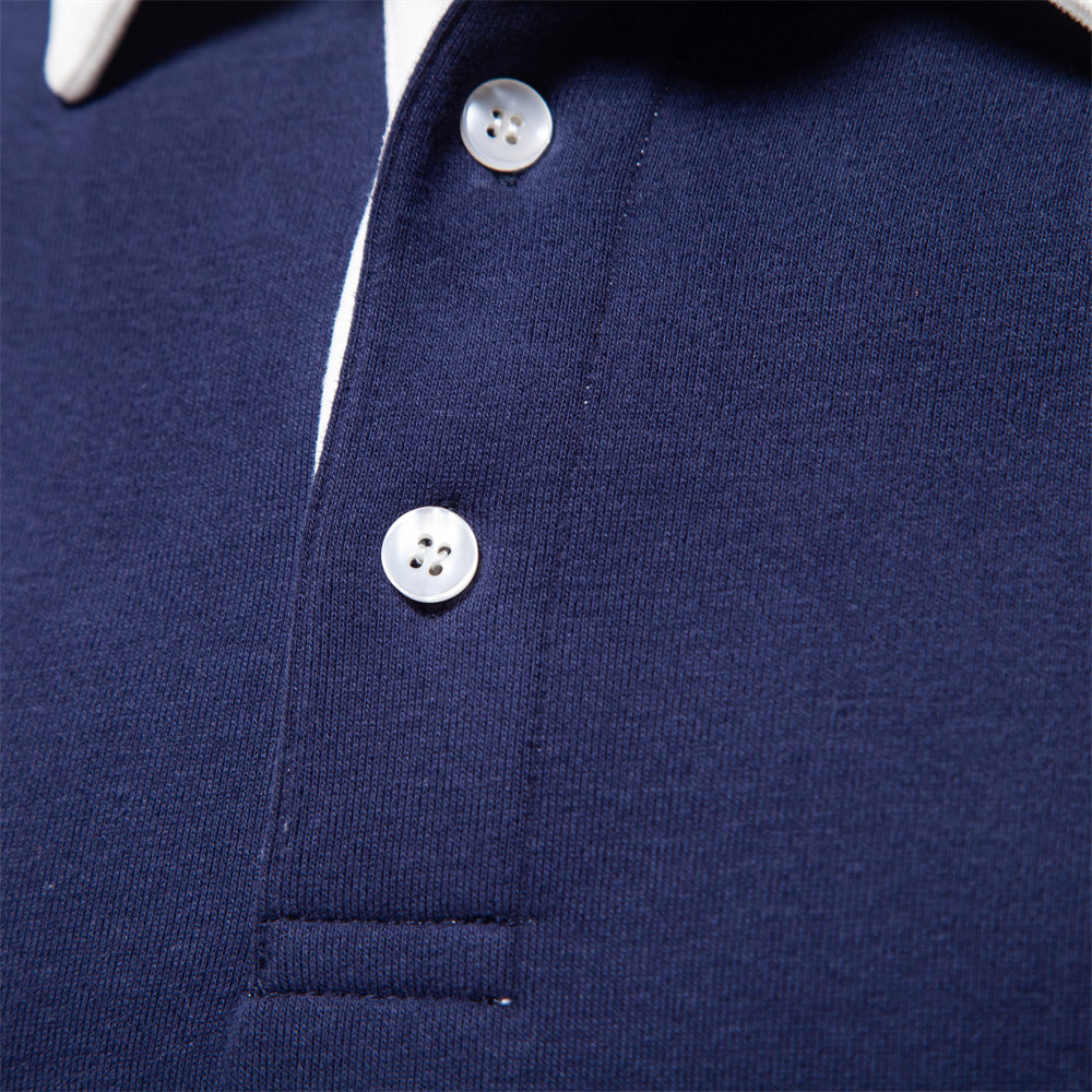Men's Long Sleeve Slim Fit Casual Polo Shirt