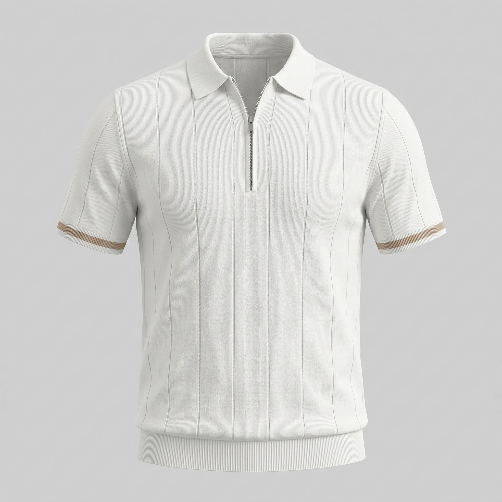 Men's Vertical Stripe Zip-Neck Polo