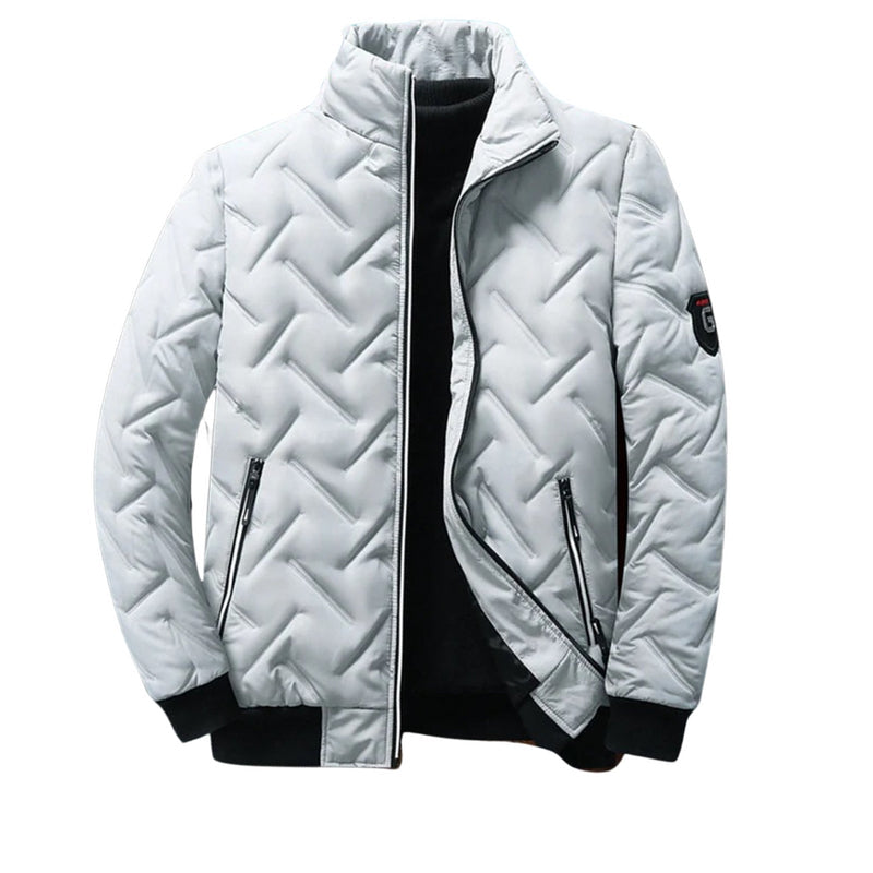 Puffer Jacket for Men with Geometric Design and Lightweight Filling