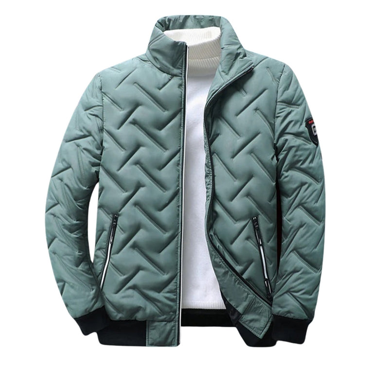 Puffer Jacket for Men with Geometric Design and Lightweight Filling