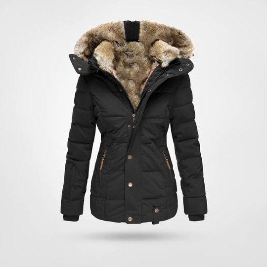 Women's Hooded Puffer Jacket with Fleece Lining for Winter