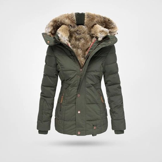 Women's Hooded Puffer Jacket with Fleece Lining for Winter
