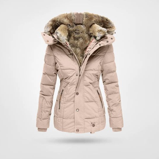 Women's Hooded Puffer Jacket with Fleece Lining for Winter