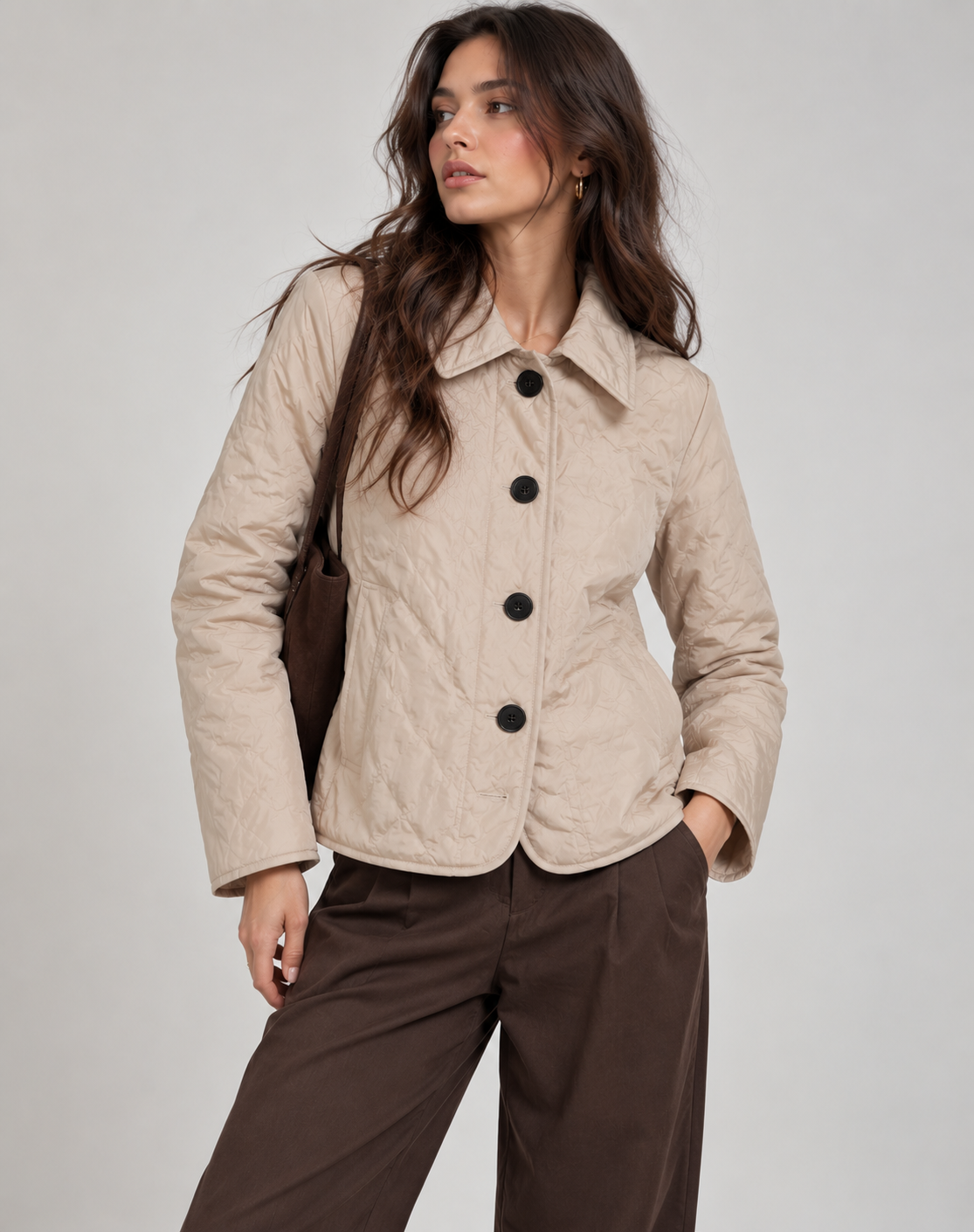 Ladies' Mid-Season Jacket Regular Fit Quilted with Collar and Buttons