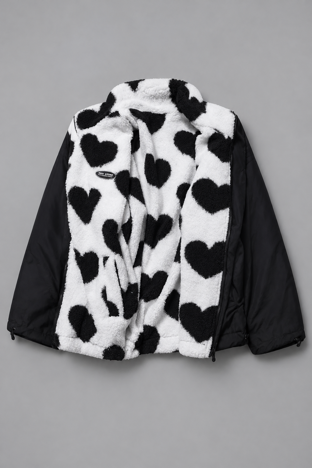 Cozy Everyday Reversible Jacket with Heart Pattern