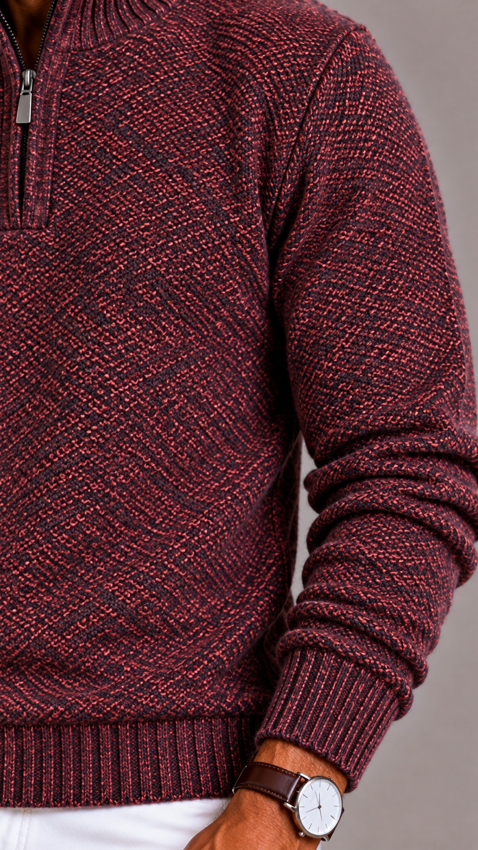 Men's Heavy Fleece Jumper with Regular Fit and Round Neck