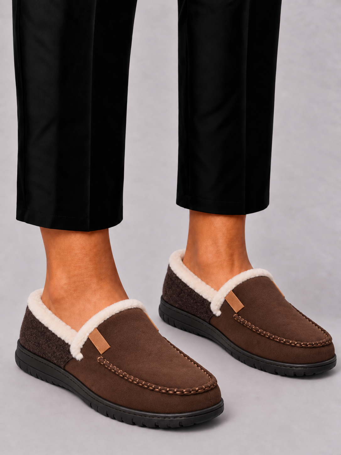 Men's Loafer Slippers with Warm Wool Structure for Winter