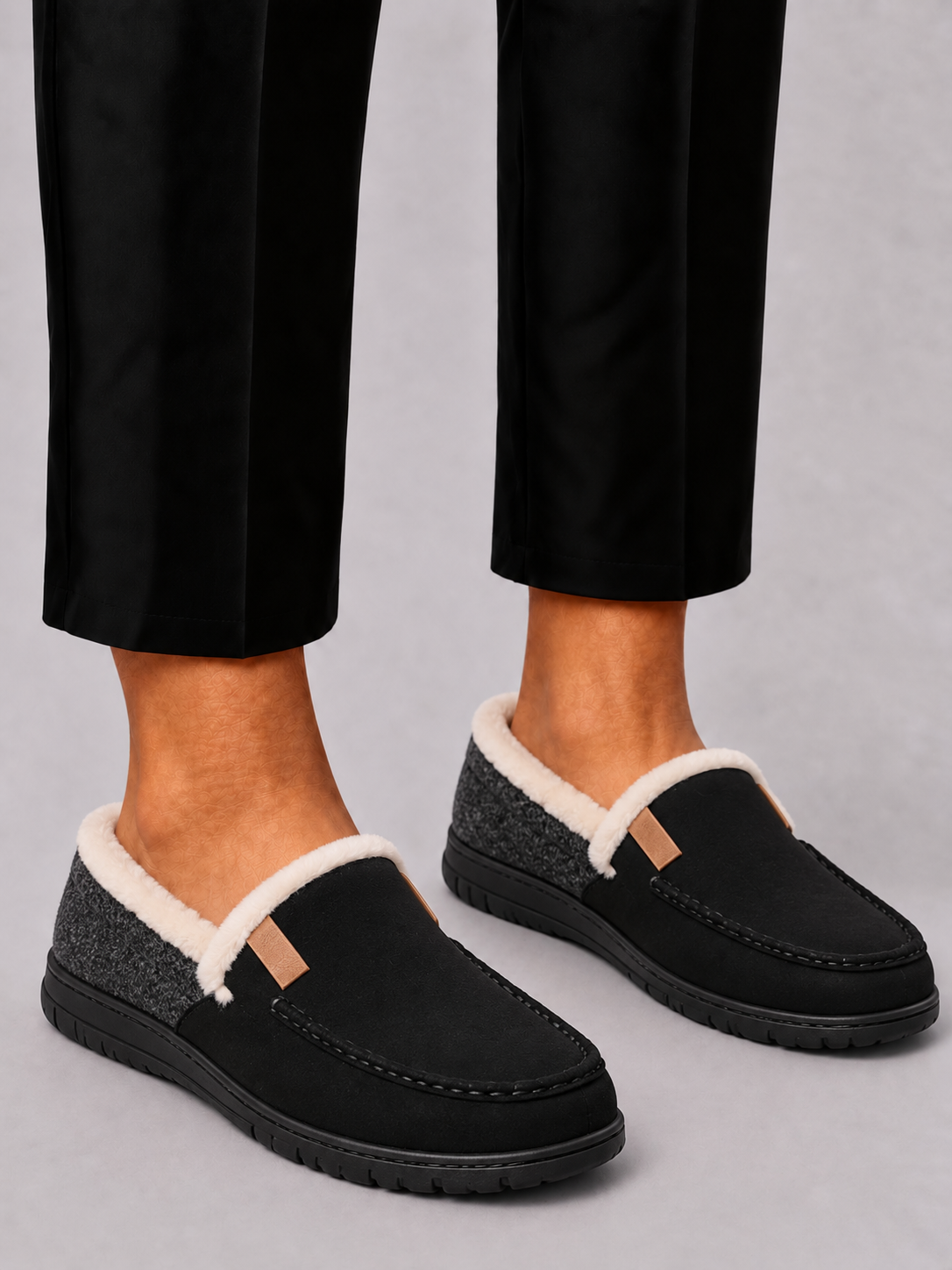 Men's Loafer Slippers with Warm Wool Structure for Winter
