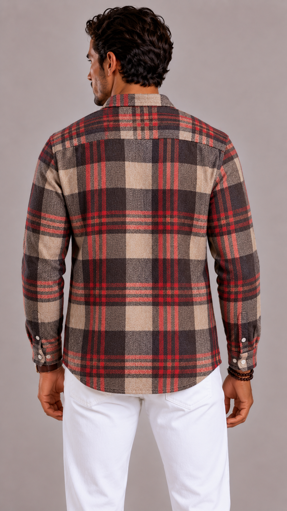 Men's Checked Flannel Shirt in Cotton