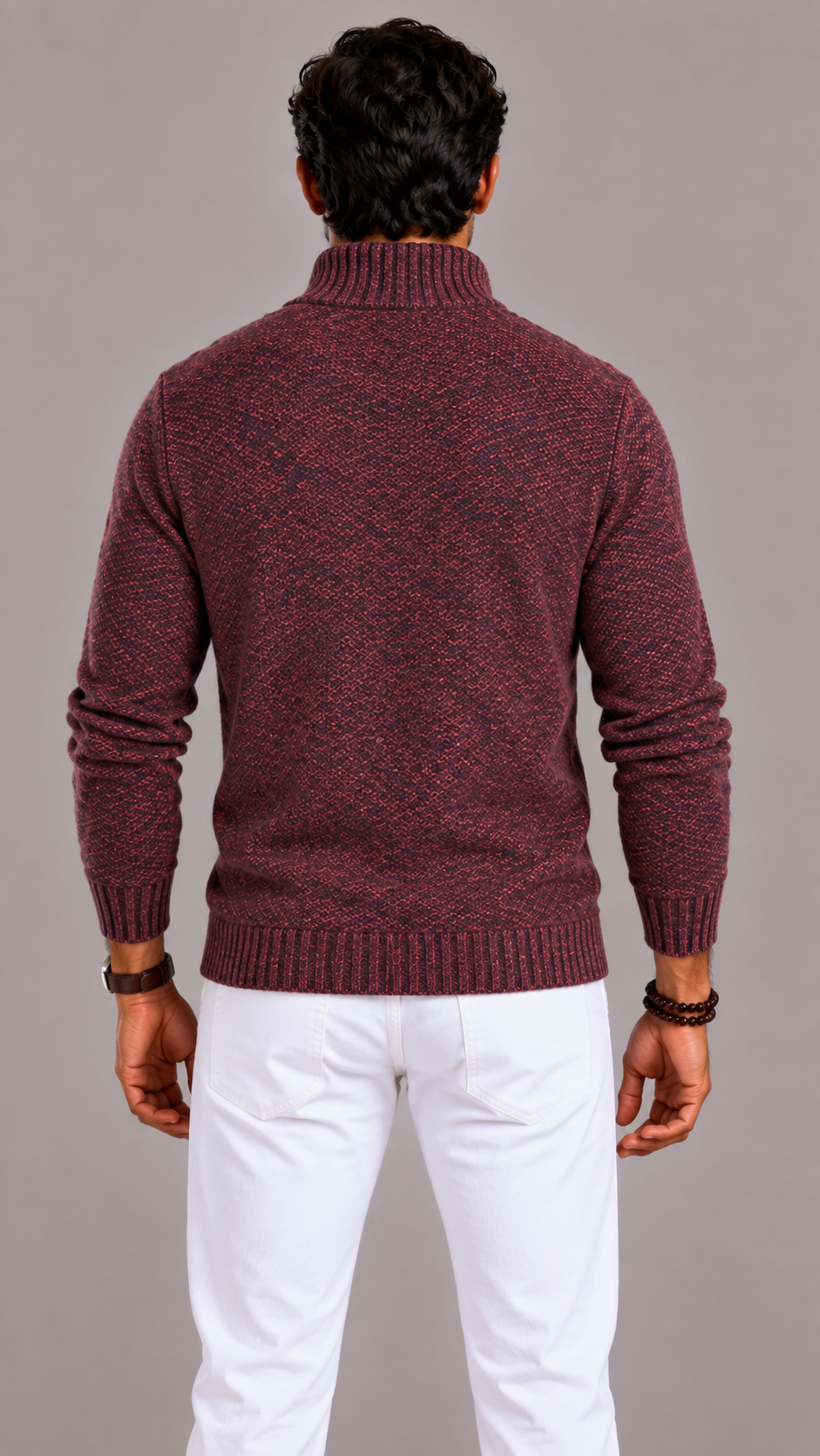 Men's Heavy Fleece Jumper with Regular Fit and Round Neck