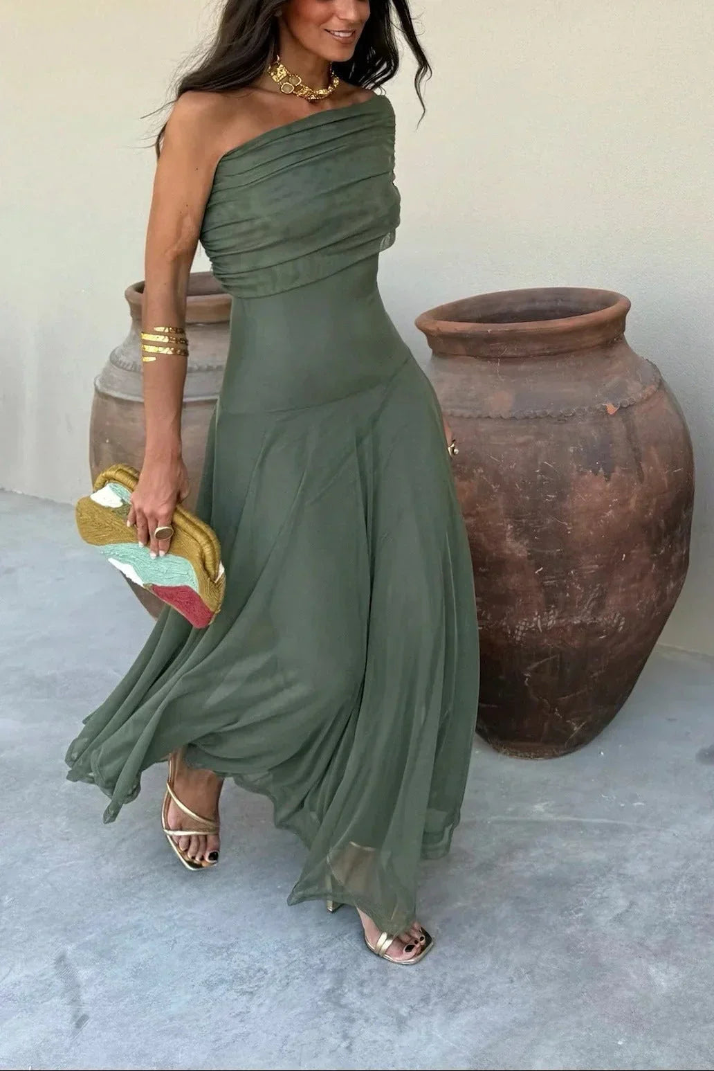 Pleated Maxi Summer Dress for Women