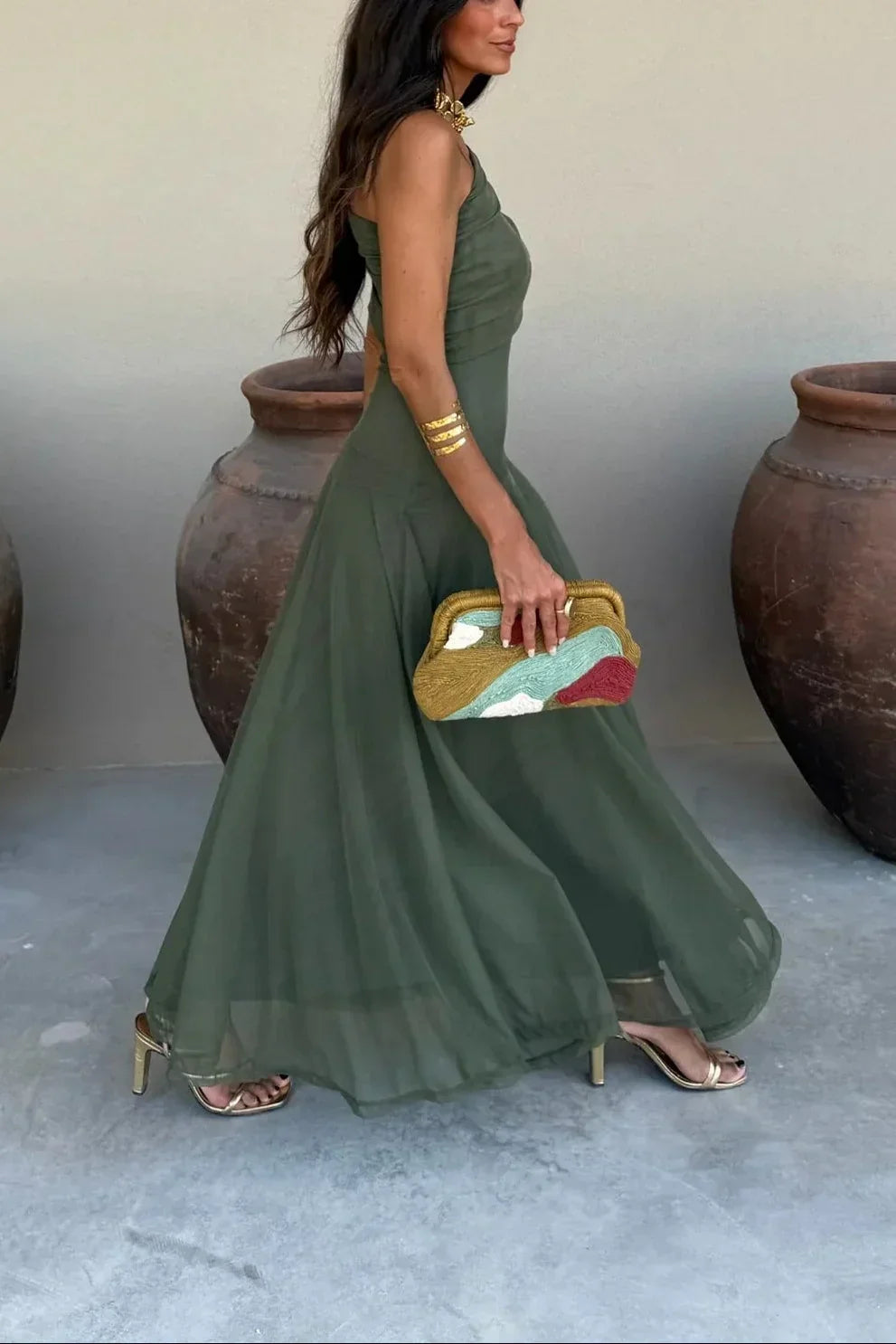 Pleated Maxi Summer Dress for Women