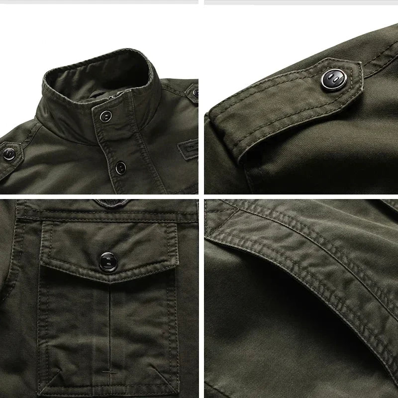 Robust Jacket for Men with Stand-Up Collar and Pockets