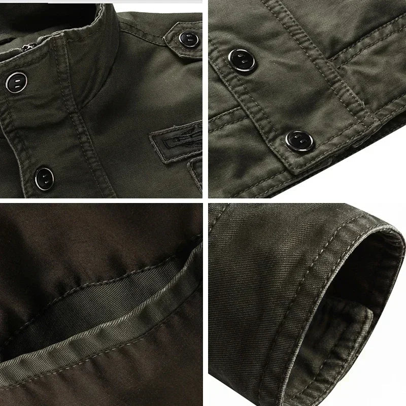 Robust Jacket for Men with Stand-Up Collar and Pockets