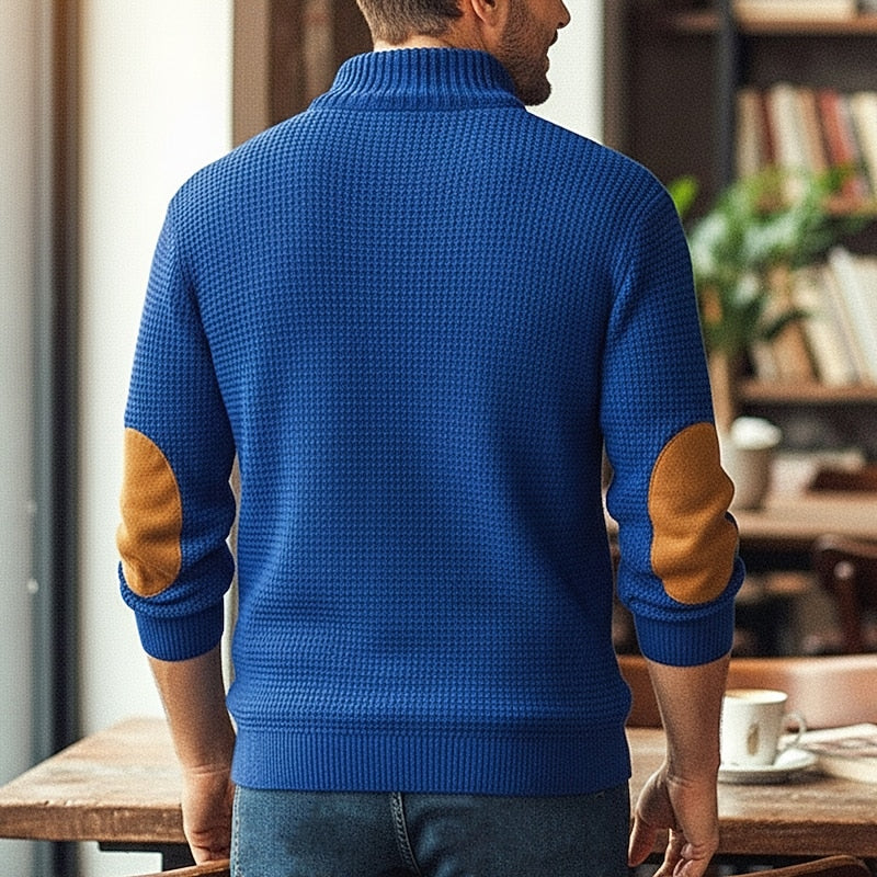 Percy | Textured Knit Jumper with Button Neck