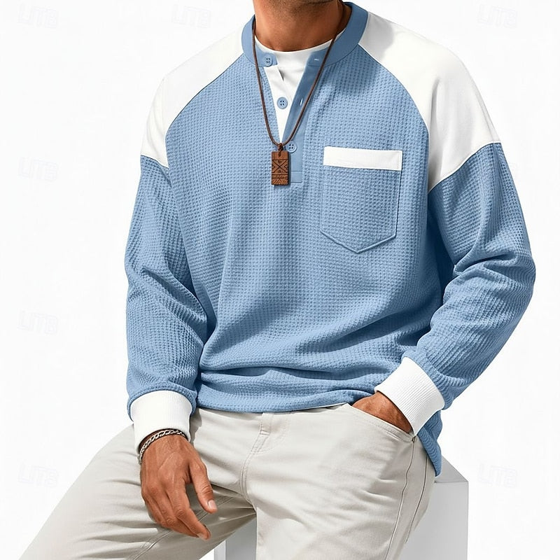 Ashton | Textured Long-Sleeve Henley Top