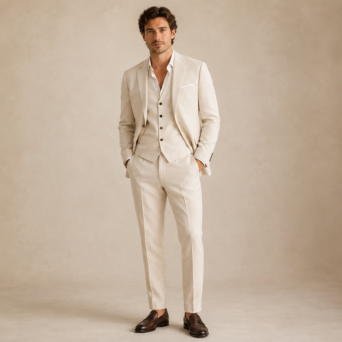 The Barbaresco Men’s Elegant 3 Piece Suit Set – Blazer Vest and Pants Formal Suit