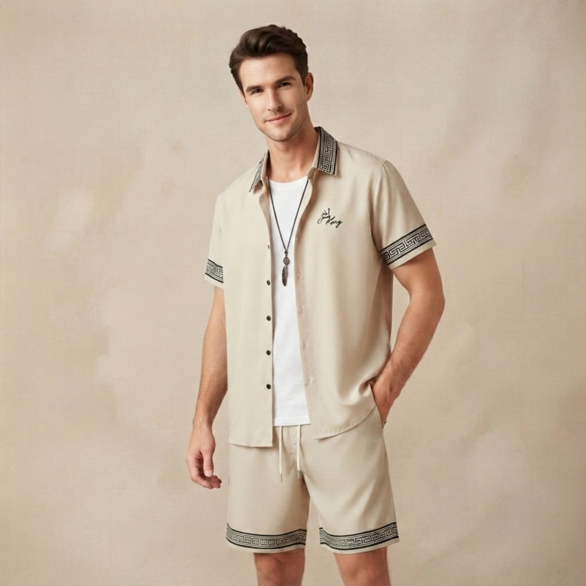 The Stonehill Men’s Retro Print Set – Shirt & Short