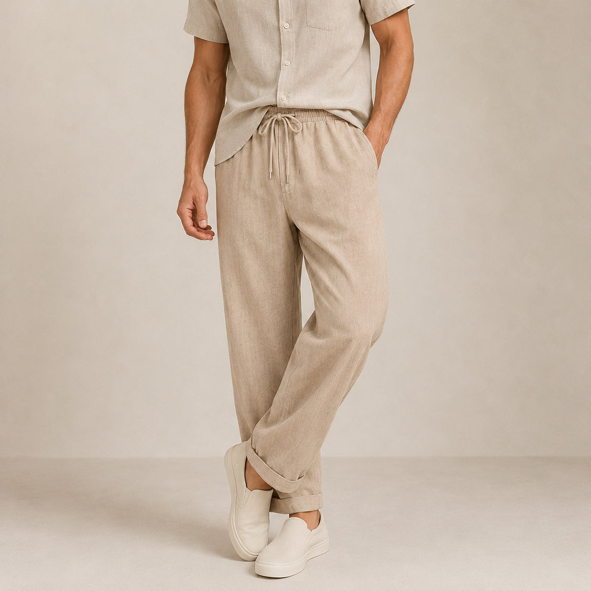 The Maple Ridge Men’s Cotton Linen Wide Leg Trousers