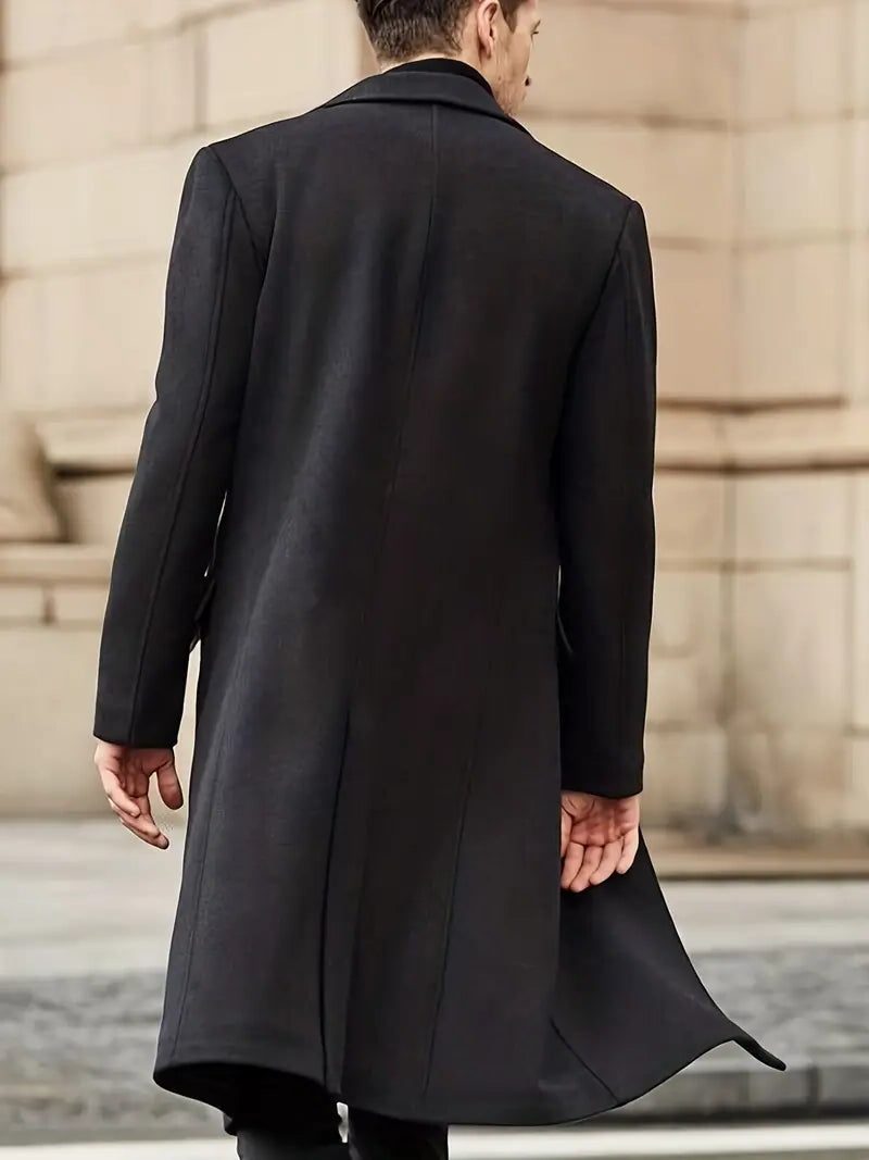 Men's Slim Fit Trench Coat with Notch Lapel